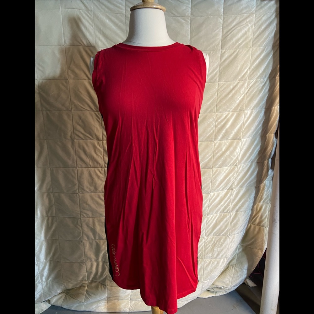 Clavin Klein midi color block dress XL Red/black